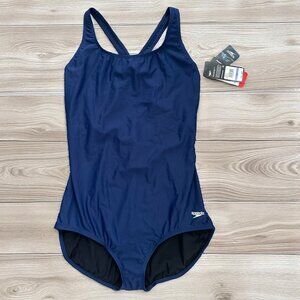 SPEEDO Women's Navy Blue One Piece Swimsuit Bathing Suit Sz 18 L NEW NWT
